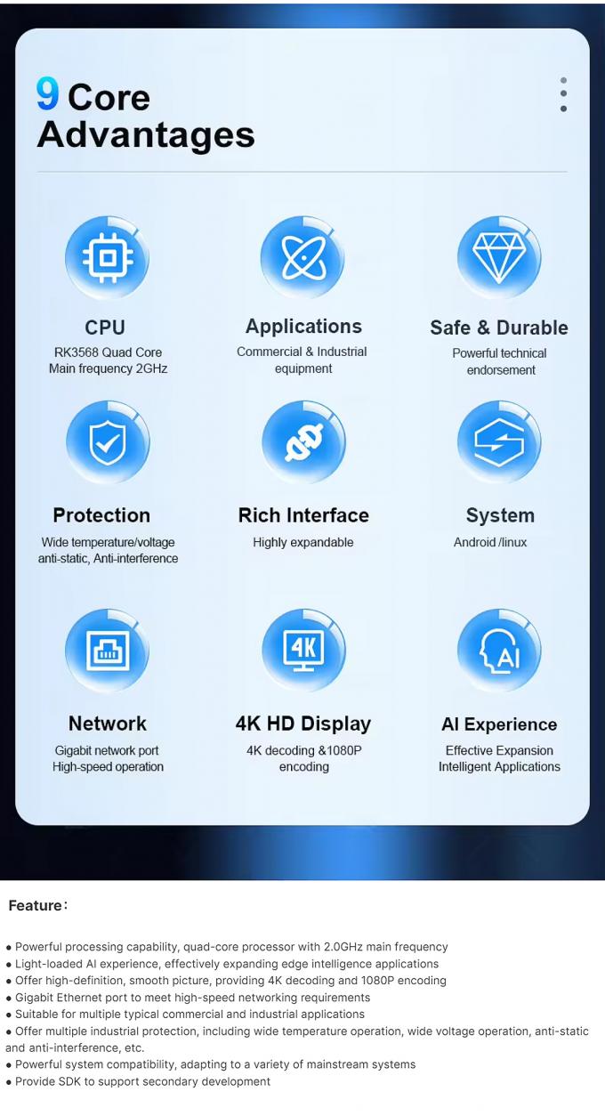 Placa-mãe Android RK3568 personalizável com tela sensível ao toque e opções de exibição múltiplas para placa ARM incorporada 3