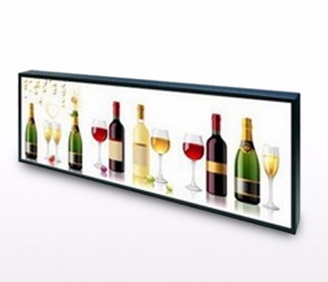 Painel LCD esticado da barra da propaganda da exposição do LCD da borda de prateleira do supermercado jogador ultra largo