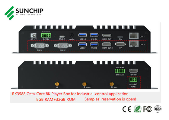 RK3588 CPU Edge Computing Device Metal Media Player com GPS POE opcional para dispositivo industrial de IA